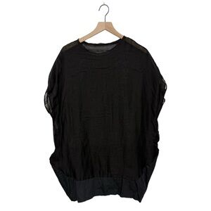 Nuovo Borgo Sheer Black Linen Silk Tunic Dress Made in Italy Size 46